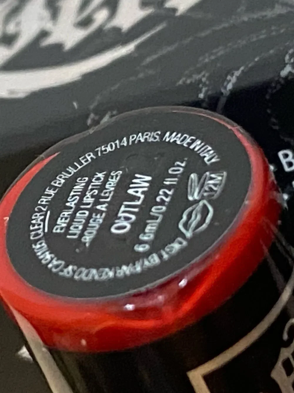 Kat Von D Red Everlasting Liquid Lipstick Outlaw Color with Black Floral Cap
